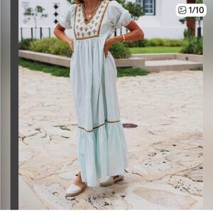 NWT EX VOTO Hayes Maxi w/ Embroidered Light Aqua Maxi Dress SZ M